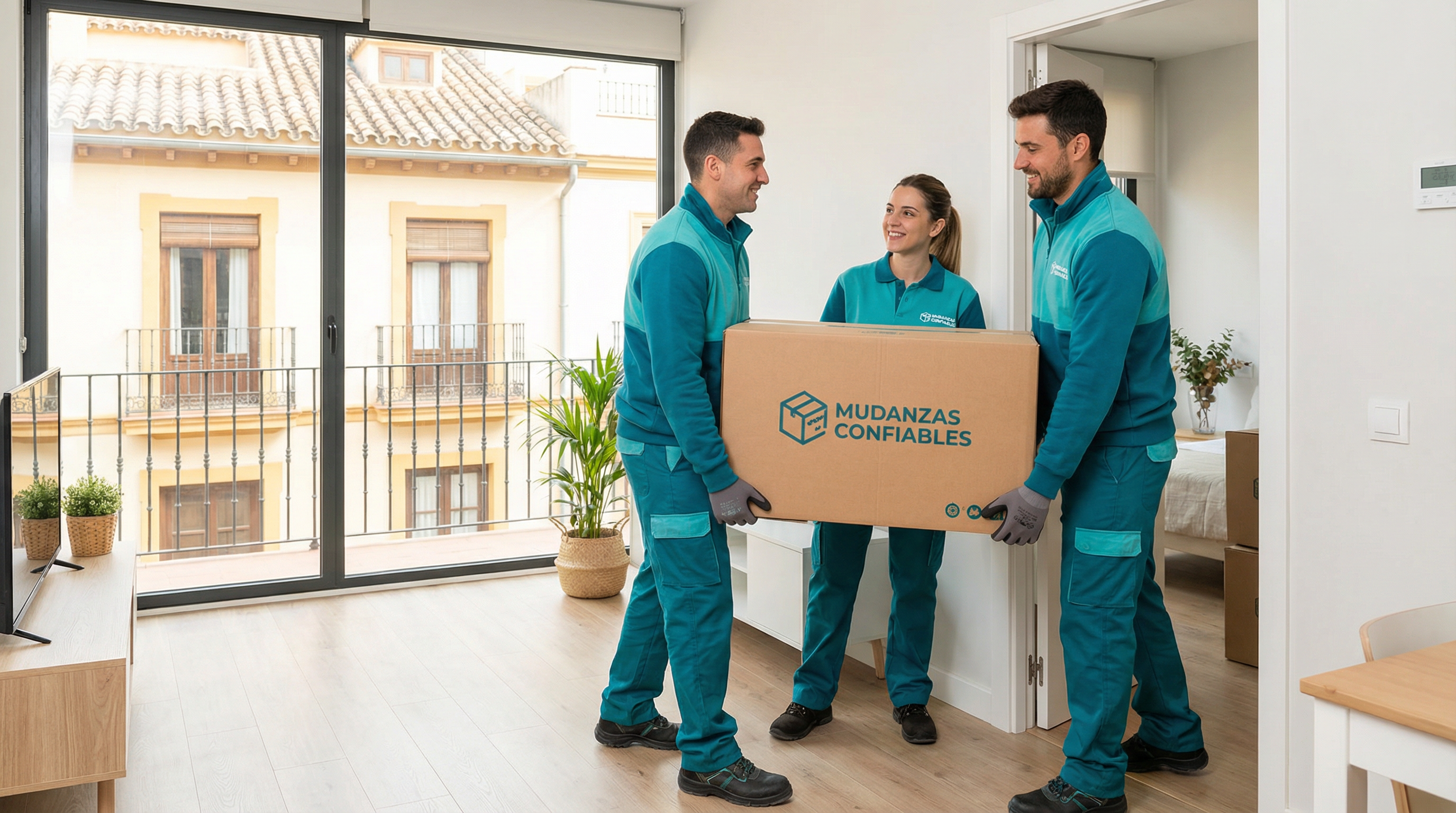 Equipo de Mudanzas y Transportes Rey durante una mudanza